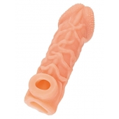 Телесная закрытая насадка с венками Cock Sleeve Size M - 15,6 см. - KOKOS - в Петрозаводске купить с доставкой