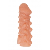Телесная закрытая насадка с шариками Cock Sleeve Size L - 17,6 см. - KOKOS - в Петрозаводске купить с доставкой