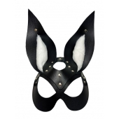 Черная маска зайки с белым мехом на ушках Miss Bunny - БДСМ Арсенал - купить с доставкой в Петрозаводске