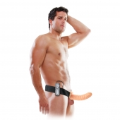 Телесный полый страпон с вибрацией 8  Vibrating Hollow Strap-On - 20,5 см. - Pipedream - купить с доставкой в Петрозаводске