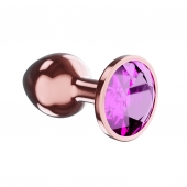 Пробка цвета розового золота с лиловым кристаллом Diamond Quartz Shine L - 8,3 см. - Lola Games - купить с доставкой в Петрозаводске