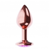 Пробка цвета розового золота с лиловым кристаллом Diamond Quartz Shine L - 8,3 см. - Lola Games - купить с доставкой в Петрозаводске