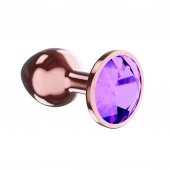 Пробка цвета розового золота с фиолетовым кристаллом Diamond Amethyst Shine L - 8,3 см. - Lola Games - купить с доставкой в Петрозаводске