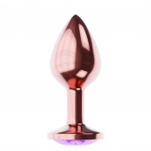 Пробка цвета розового золота с фиолетовым кристаллом Diamond Amethyst Shine L - 8,3 см. - Lola Games - купить с доставкой в Петрозаводске