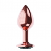 Пробка цвета розового золота с черным кристаллом Diamond Jet Shine L - 8,3 см. - Lola Games - купить с доставкой в Петрозаводске