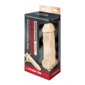 Поясной фаллоимитатор с мошонкой телесного цвета - 18 см. - LOVETOY (А-Полимер) - купить с доставкой в Петрозаводске