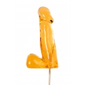 Оранжевый леденец в форме пениса со вкусом аморетто - Sosuчki - купить с доставкой в Петрозаводске