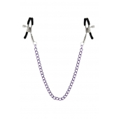 Зажимы для сосков с фиолетовой цепочкой Sweet Caress Nipple Chain - Sweet Caress - купить с доставкой в Петрозаводске