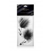 Зажимы на соски с черными пуховыми кисточками Sweet Caress Feather Nipple Clumps - Sweet Caress - купить с доставкой в Петрозаводске