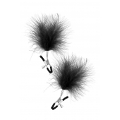 Зажимы на соски с черными пуховыми кисточками Sweet Caress Feather Nipple Clumps - Sweet Caress - купить с доставкой в Петрозаводске