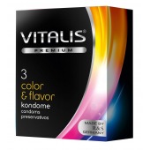Цветные ароматизированные презервативы VITALIS PREMIUM color   flavor - 3 шт. - Vitalis - купить с доставкой в Петрозаводске
