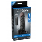 Чёрная вибронасадка с кольцом Vibrating Real Feel 2 Extension - 16 см. - Pipedream - в Петрозаводске купить с доставкой