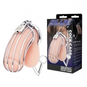 Серебристая металлическая клетка с анальным стимулятором Cock Cage - BlueLine - купить с доставкой в Петрозаводске