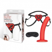 Красный поясной фаллоимитатор Red Heart Strap on Harness   5in Dildo Set - 12,25 см. - Lux Fetish - купить с доставкой в Петрозаводске