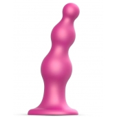 Розовая насадка Strap-On-Me Dildo Plug Beads size S - Strap-on-me - купить с доставкой в Петрозаводске