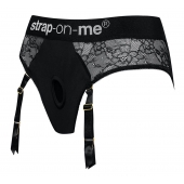 Черные трусики для насадок Diva Lingerie Harness - size S - Strap-on-me - купить с доставкой в Петрозаводске