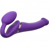 Фиолетовый безремневой вибрострапон Vibrating Bendable Strap-On - size L - Strap-on-me - купить с доставкой в Петрозаводске