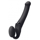 Черный безремневой вибрострапон Silicone Bendable Strap-On - size XL - Strap-on-me - купить с доставкой в Петрозаводске
