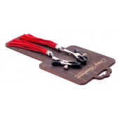 Металлические зажимы на соски с красными замшевыми кисточками - Crazy Handmade - купить с доставкой в Петрозаводске