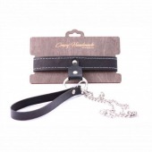 Узкий однослойный ошейник с поводком - Crazy Handmade - купить с доставкой в Петрозаводске