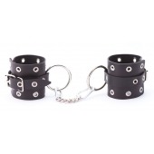 Черные кожаные наручники с люверсами - Crazy Handmade - купить с доставкой в Петрозаводске