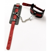 Черные оковы с красным декором и заклепками - Crazy Handmade - купить с доставкой в Петрозаводске