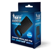 Черная открытая насадка на пенис с кольцом для мошонки XXXL-size - 9,9 см. - Sex Expert - в Петрозаводске купить с доставкой