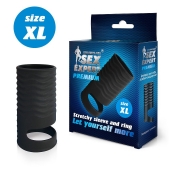 Черная открытая насадка на пенис с кольцом для мошонки XL-size - 8,9 см. - Sex Expert - в Петрозаводске купить с доставкой