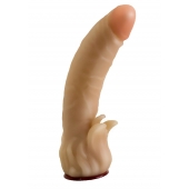 Телесная гелевая насадка-фаллос с клиторальными лепестками - 18,5 см. - LOVETOY (А-Полимер) - купить с доставкой в Петрозаводске