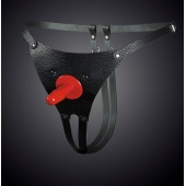 Чёрные кожаные универсальные трусики со штырьком для насадок - Sitabella - купить с доставкой в Петрозаводске