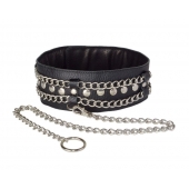 Чёрный ошейник с цепочками и поводком - Sitabella - купить с доставкой в Петрозаводске
