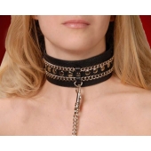 Чёрный ошейник с цепочками и поводком - Sitabella - купить с доставкой в Петрозаводске