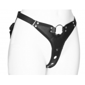 Черный женский пояс с вагинальной пробкой - LOVETOY (А-Полимер) - купить с доставкой в Петрозаводске