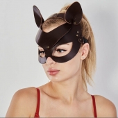 Коричневая кожаная маска  Кошечка - Sitabella - купить с доставкой в Петрозаводске