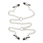 Серебристые зажимы для сосков и половых губ на тонкой цепочке - Notabu - купить с доставкой в Петрозаводске