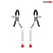 Серебристые зажимы на соски с шариками на цепочках - Notabu - купить с доставкой в Петрозаводске