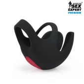 Черная вибронасадка на пенис и мошонку Sex Expert - Sex Expert - в Петрозаводске купить с доставкой