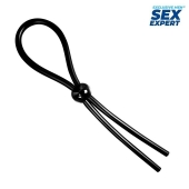 Черное силиконовое лассо с шариком для утяжки - Sex Expert - в Петрозаводске купить с доставкой