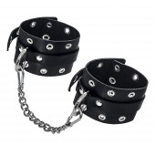 Черные кожаные однослойные оковы с люверсами - Pecado - купить с доставкой в Петрозаводске