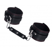 Черные кожаные однослойные оковы с контрастной строчкой - Pecado - купить с доставкой в Петрозаводске