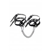 Черные однослойные кожаные оковы из двух ремешков - Pecado - купить с доставкой в Петрозаводске