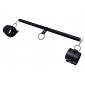 Черная распорка для ног с кожаными манжетами - Pecado - купить с доставкой в Петрозаводске