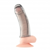 Текстурированная насадка на пенис Clear Textured Penis Enhancing Sleeve Extension - 16,5 см. - BlueLine - в Петрозаводске купить с доставкой