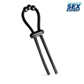 Черное эрекционное кольцо со стимулирующими бусинами - Sex Expert - в Петрозаводске купить с доставкой