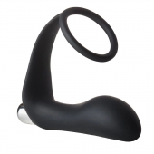 Черное эрекционное кольцо с вибропробкой Vibrating Anal Plug With Cockring - Dream Toys - в Петрозаводске купить с доставкой