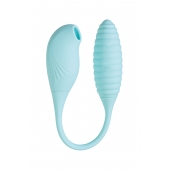 Голубое виброяйцо с вакуум-волновым стимулятором клитора Roow - JOS