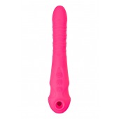 Розовый вибратор-пульсатор Cotox с вакуумной стимуляцией - 23 см. - JOS