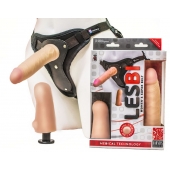 Телесный страпон Harness LESBI с вагинальной пробкой - 16,5 см. - LOVETOY (А-Полимер) - купить с доставкой в Петрозаводске