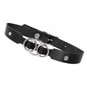 Черный кожаный ошейник со связанными кольцами - Pecado - купить с доставкой в Петрозаводске