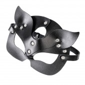 Черная кожаная рельефная маска кошки - Pecado - купить с доставкой в Петрозаводске